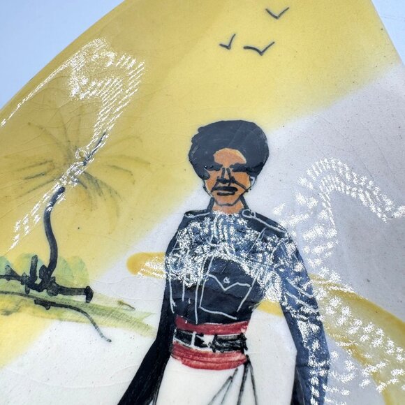 Décor Australia Fiji Ceramic Triangular Dish Ashtray Abstract Art Plate Vtg - Picture 2 of 7